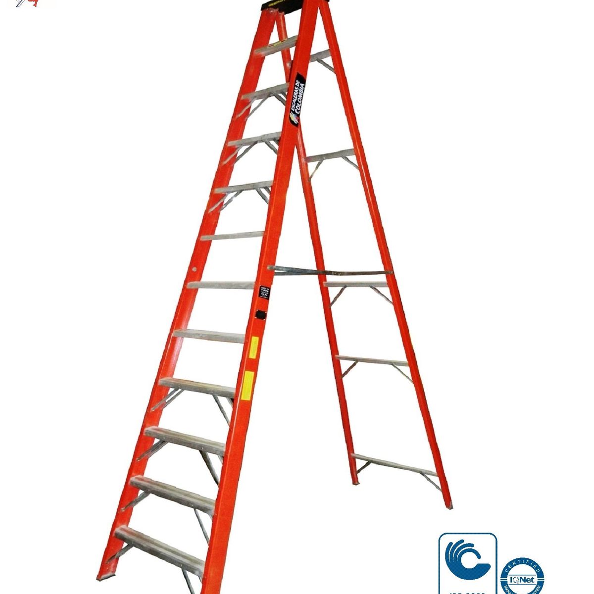 ESCALERAS DE COLOMBIA - Escalera Certificada Tipo Tijera En Fibra De Vidrio 12 pasos / 3.60Metros 114kg.