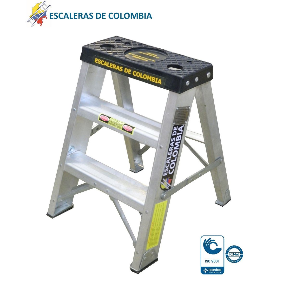 ESCALERAS DE COLOMBIA - Escalera Certificada Tipo Tijera En Aluminio 2 pasos / 0.60 Metros 136 Kg.