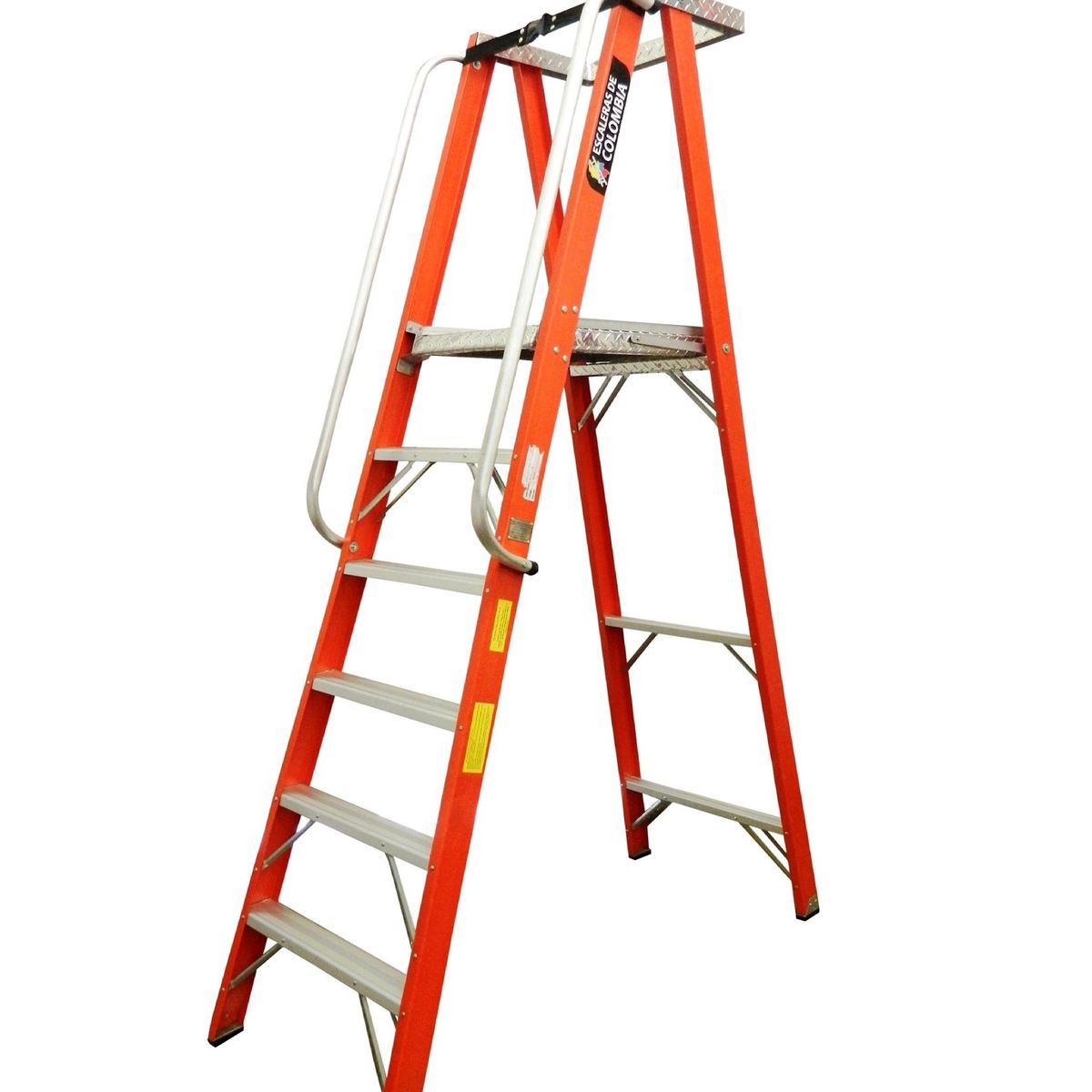 ESCALERAS DE COLOMBIA - Escalera Certificada Tipo Tijera Plataforma En Fibra De Vidrio 6 Pasos / 1.80Mts 136kg