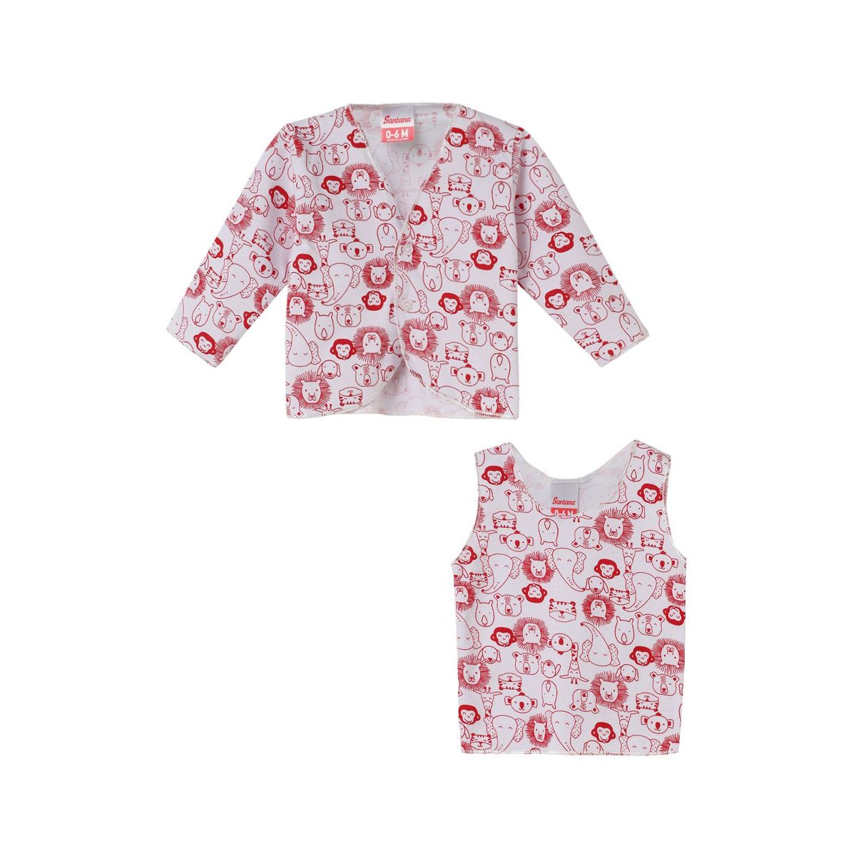 SANTANA - Camiseta Manga Larga + Esqueleto Bebé Niño Rojo