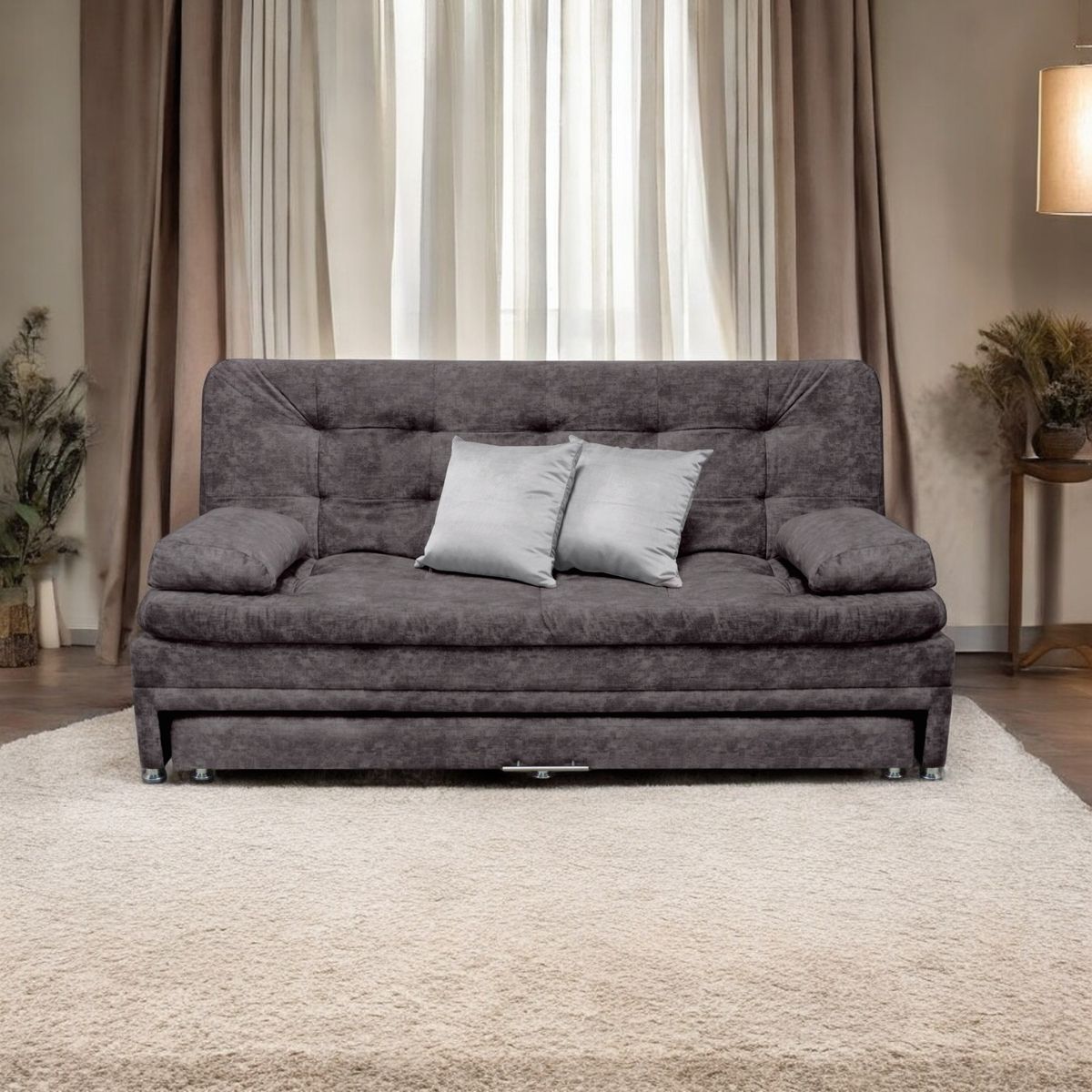 MUEBLES ONLINE - Sofa cama Tarima Nido Olsen Tela Café - Incluye Cojines