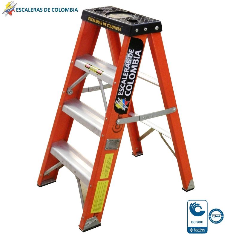 ESCALERAS DE COLOMBIA - Escalera Certificada Tipo Tijera En Fibra De Vidrio 3 pasos/ 0.90 metros 136kg.