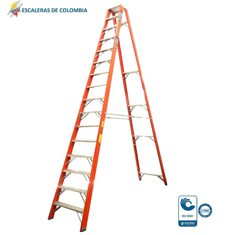 ESCALERAS DE COLOMBIA - Escalera Certificada Tipo Tijera En Fibra De Vidrio 16 pasos/ 5.00Mts 136kg.