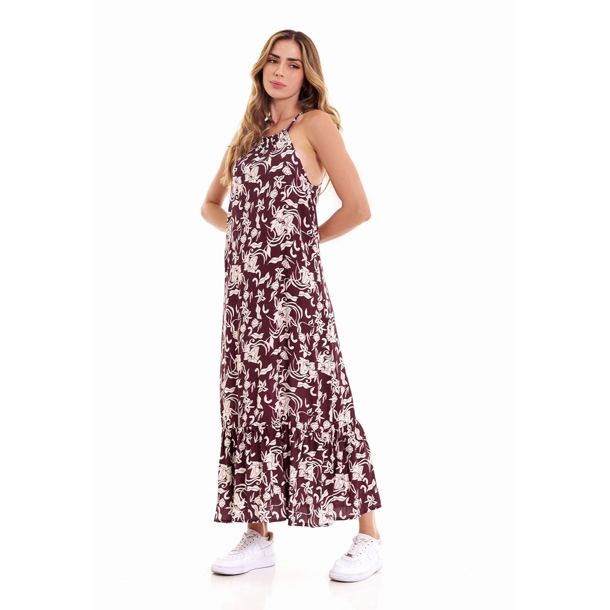 BELIFE - Vestido Largo Tipo Halter Mujer Belife.-