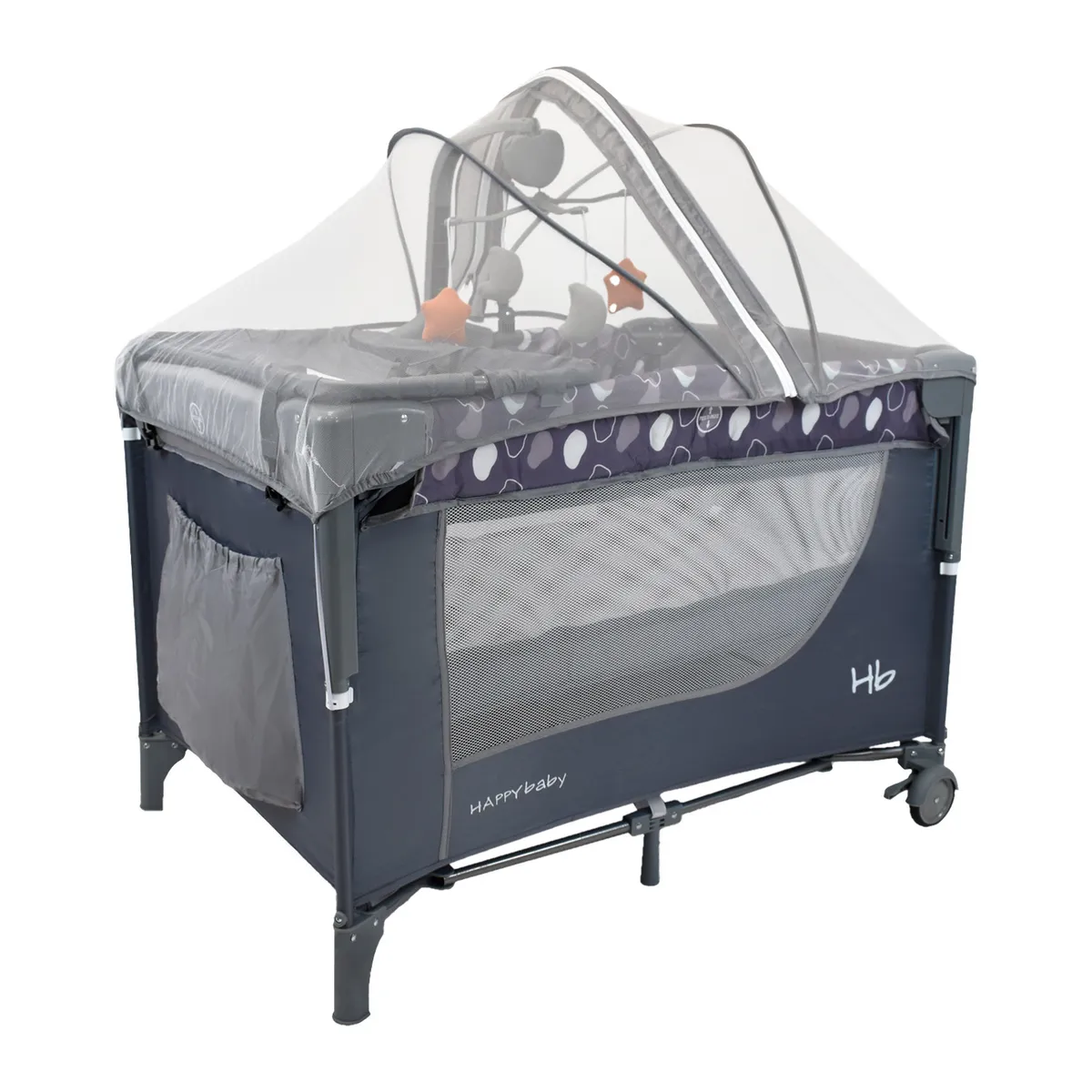 HAPPY BABY - Cuna Corral Colecho Bebé Kioto Happy Baby Gris