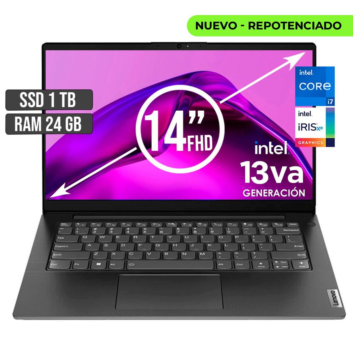 LENOVO - LENOVO V14 INTEL CORE I7-1355U SSD 1TB RAM 24GB LED 14 FULL HD