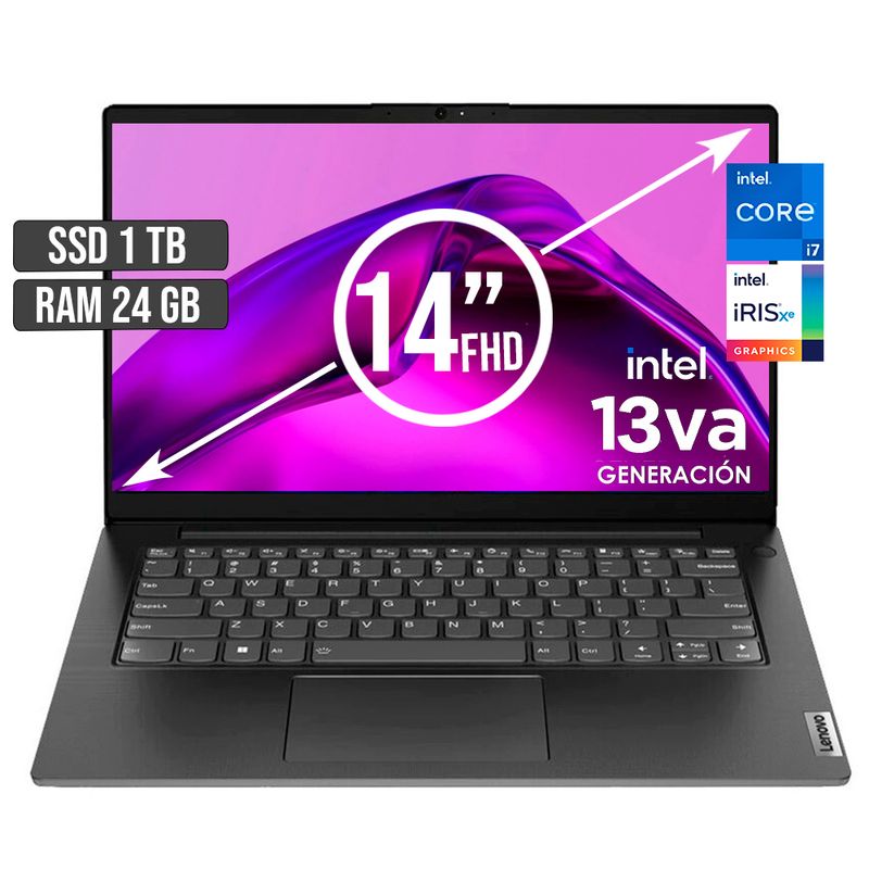 LENOVO - LENOVO V14 INTEL CORE I7-1355U SSD 1TB RAM 24GB LED 14 FULL HD