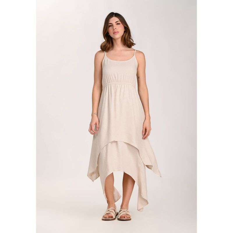 BELIFE - Vestido Largo Crudo Mujer Belife-