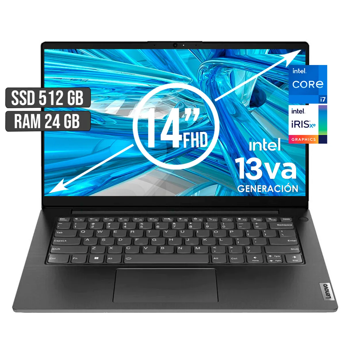 LENOVO - Portátil Lenovo Intel Core I7-1355U 512GB 24GB Ram Led 14 FHD