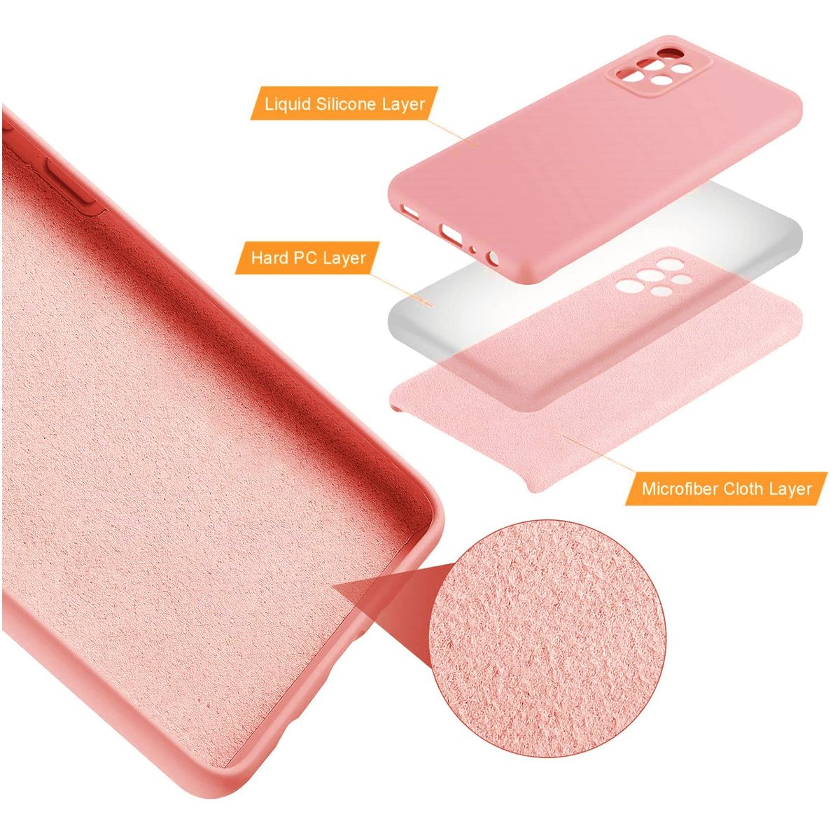GENERICO - Funda Estuche Silicone Case Compatible Samsung A52 y A52S Rosa
