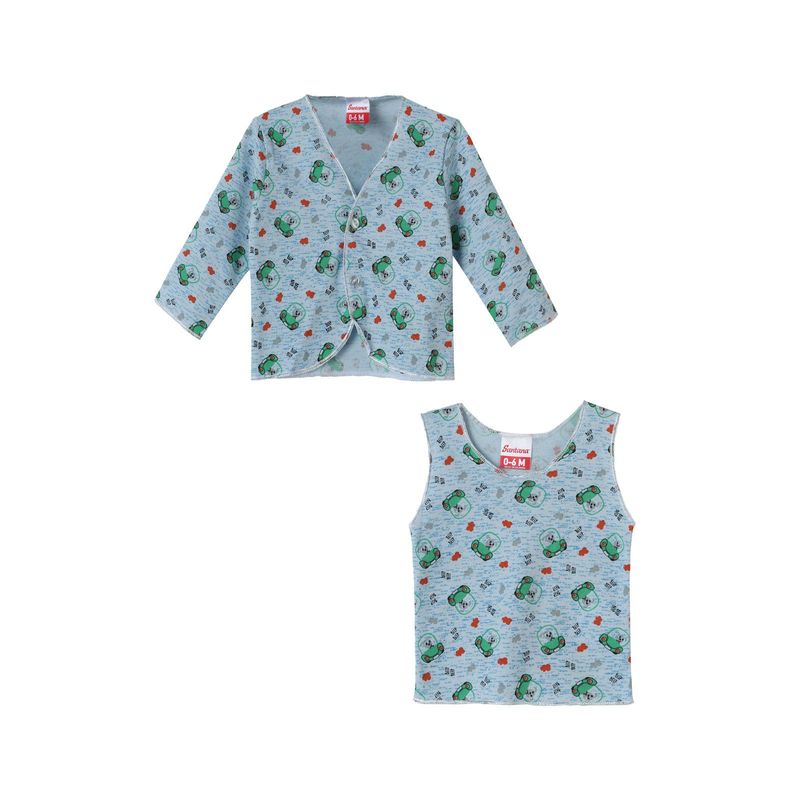 SANTANA - Juego Camiseta Manga Larga + Esqueleto Bebé Niño Estampado Verde Cali