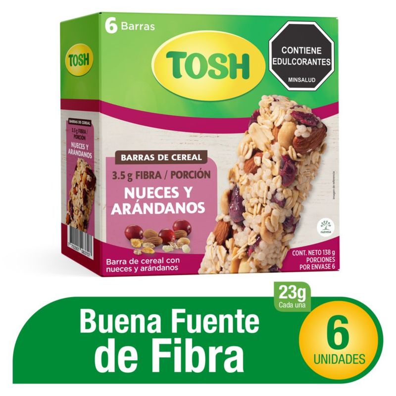TOSH - Barra de cereal Tosh Arándanos y Nueces x 6 unidades