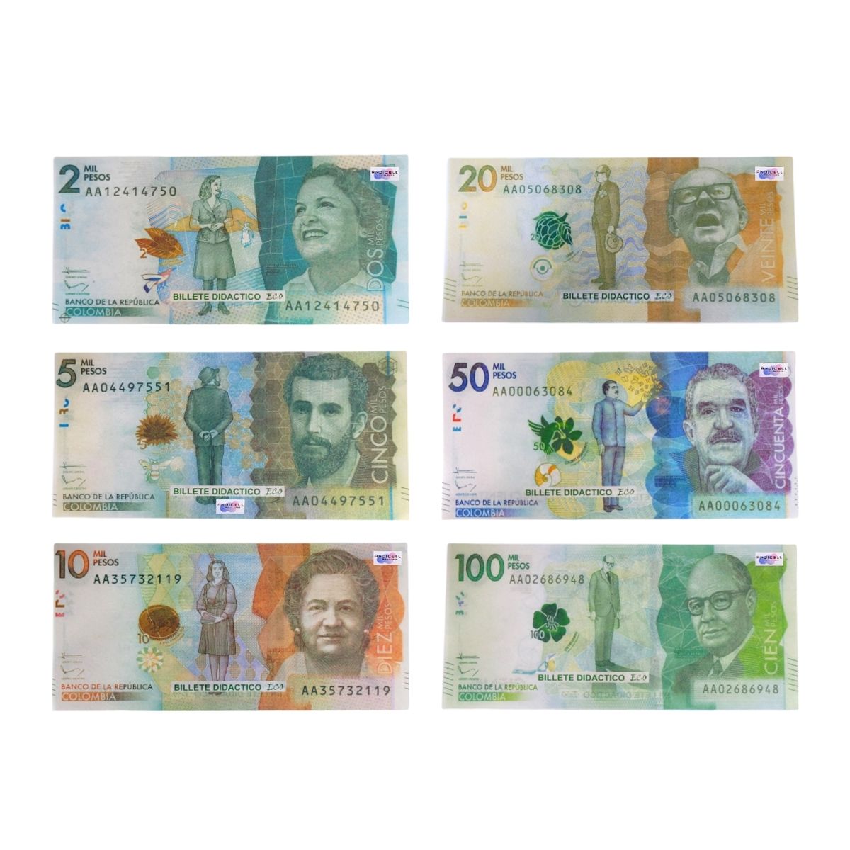 GENERICO - Billetes Didácticos Surtidos + Monedas Peso Colombiano