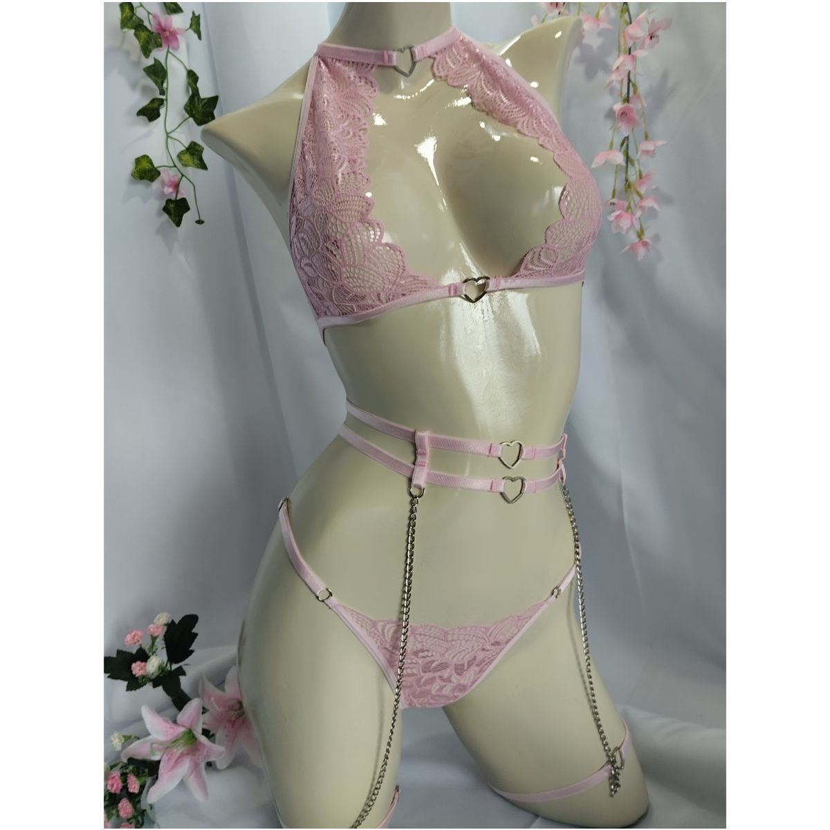 RAINBOW MODA - Lenceria Brasier de Encaje Panty liguero Arnes Ropa Intima Femenina