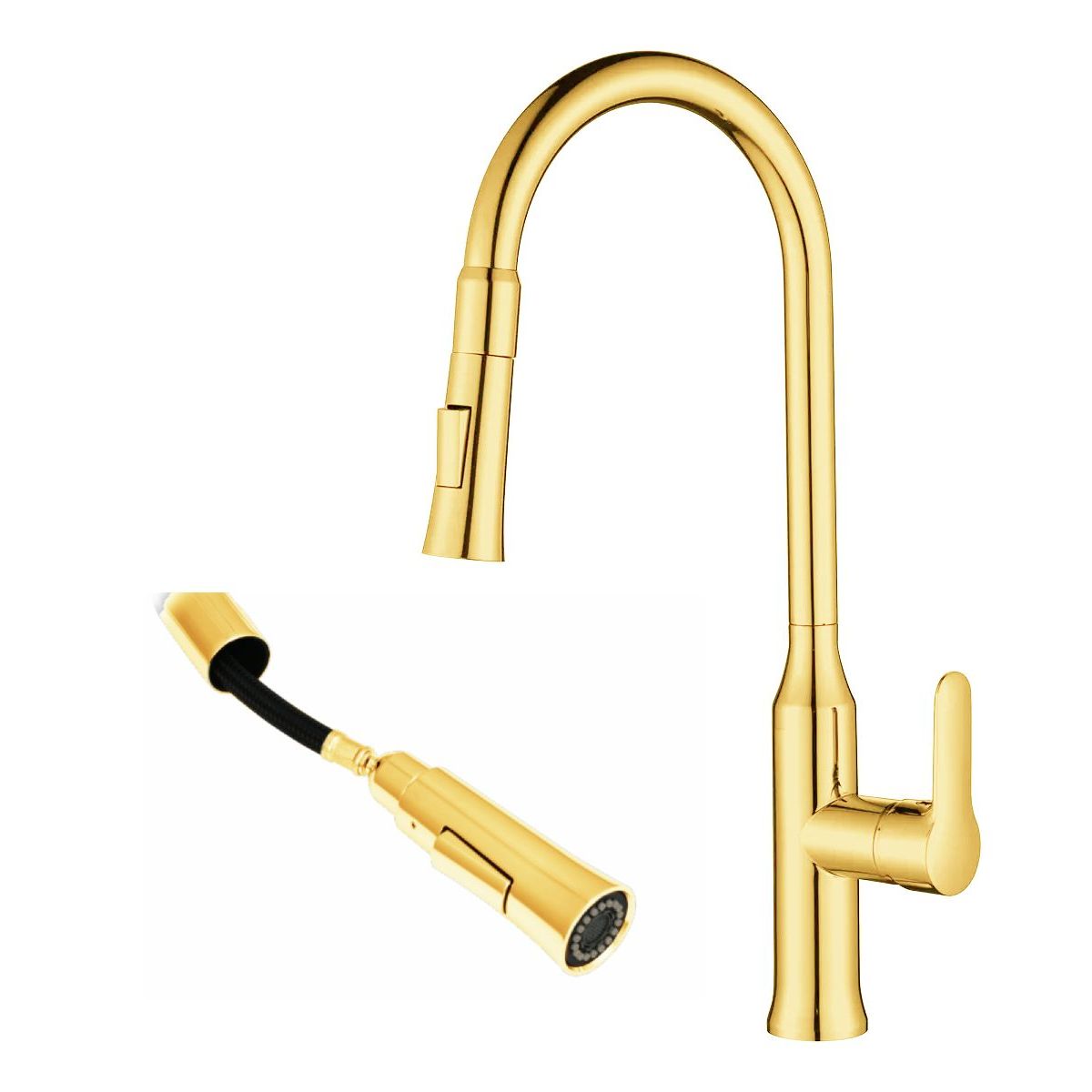 GENERICO - Griferia Lavaplatos Extraible Maglio Dorado Móvil Tames Superior