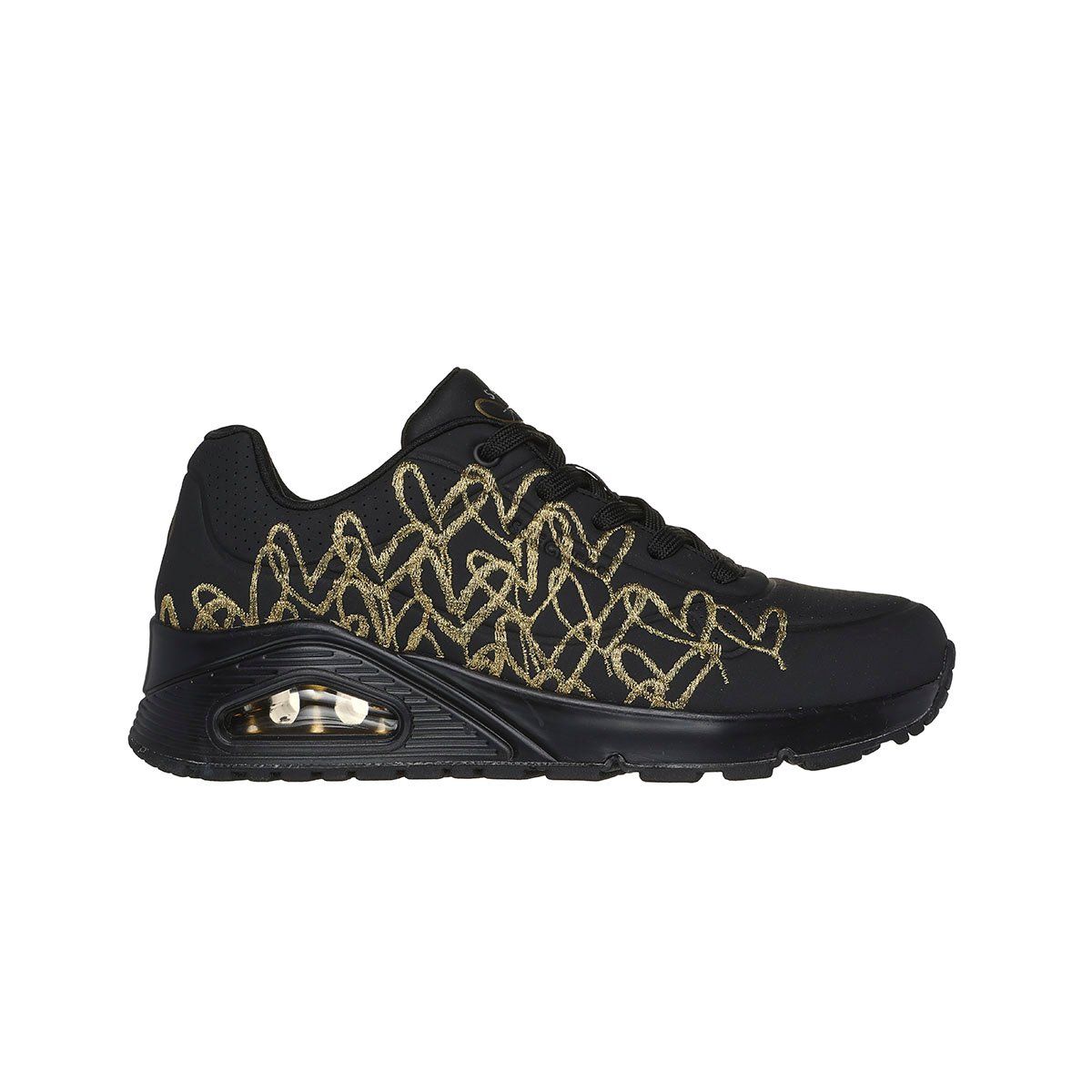 SKECHERS - SKECHERS TENIS UNO - GOLDEN HEART DAMA NEGRO