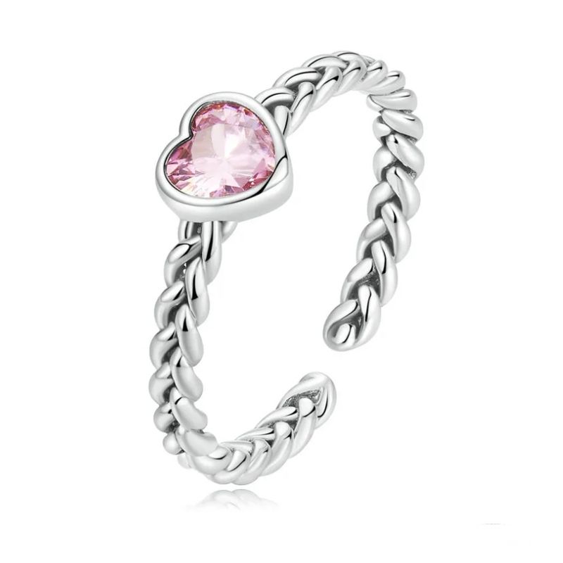 ALHAJAS - Anillo Argolla Boda Ajustable Para Mujer Corazón Amor En Plata 925
