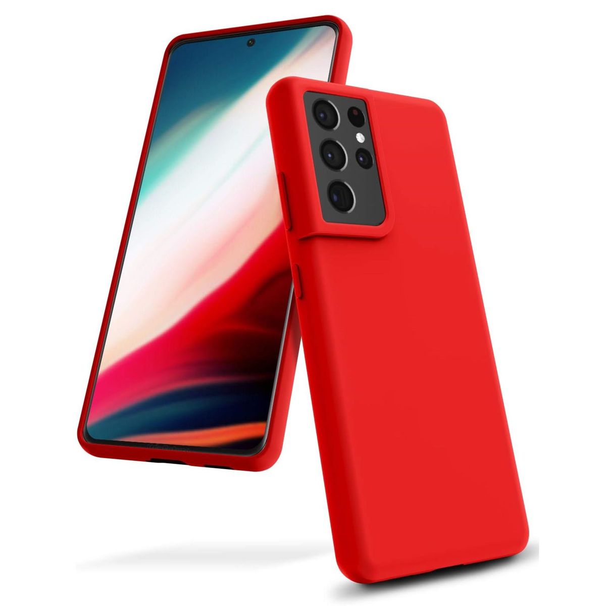 GENERICO - Funda Estuche Silicone Case Compatible Con Samsung S21 Ultra Rojo