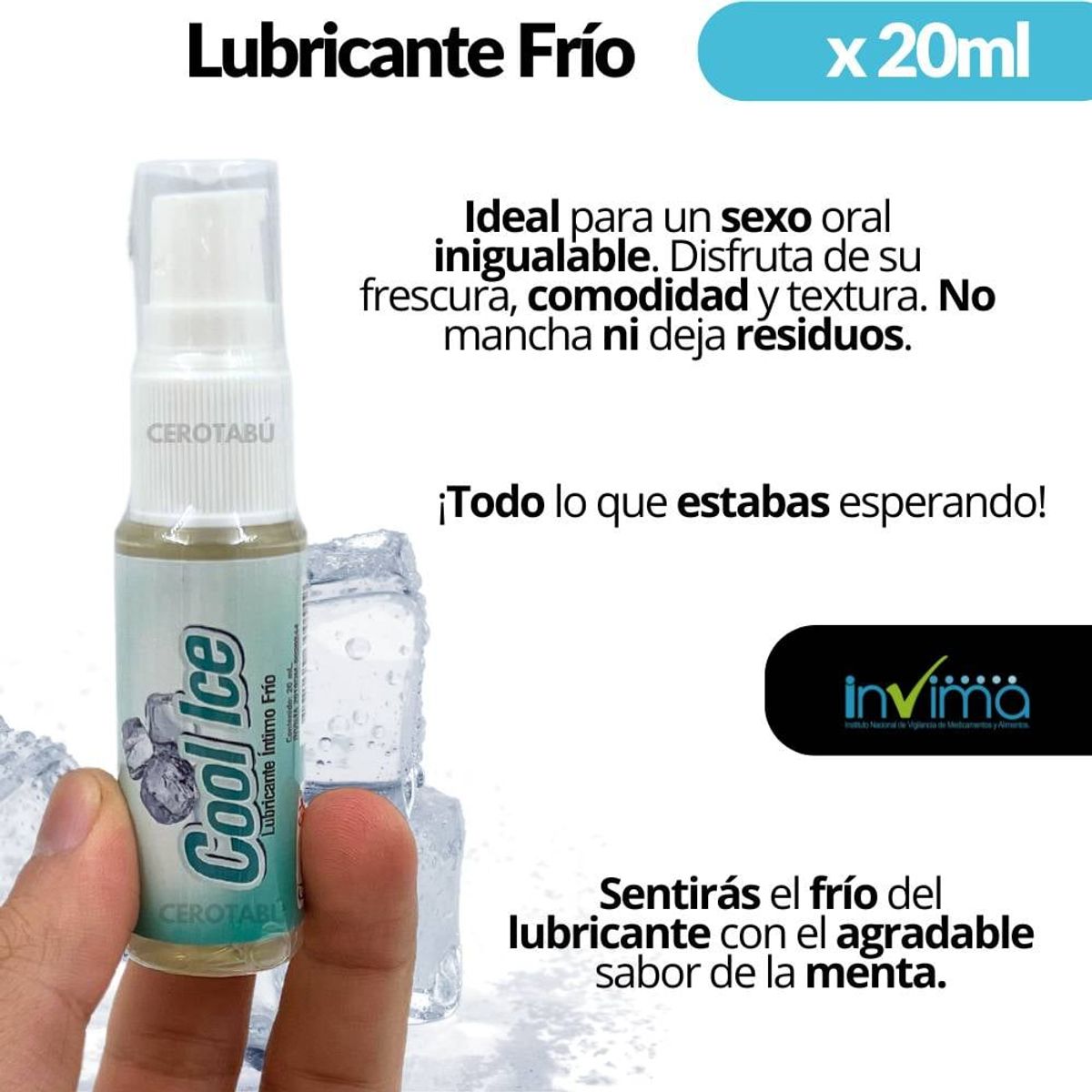 FLAVOR SEX - Lubricante Intimo Frio Comestible Menta Oral 20ml