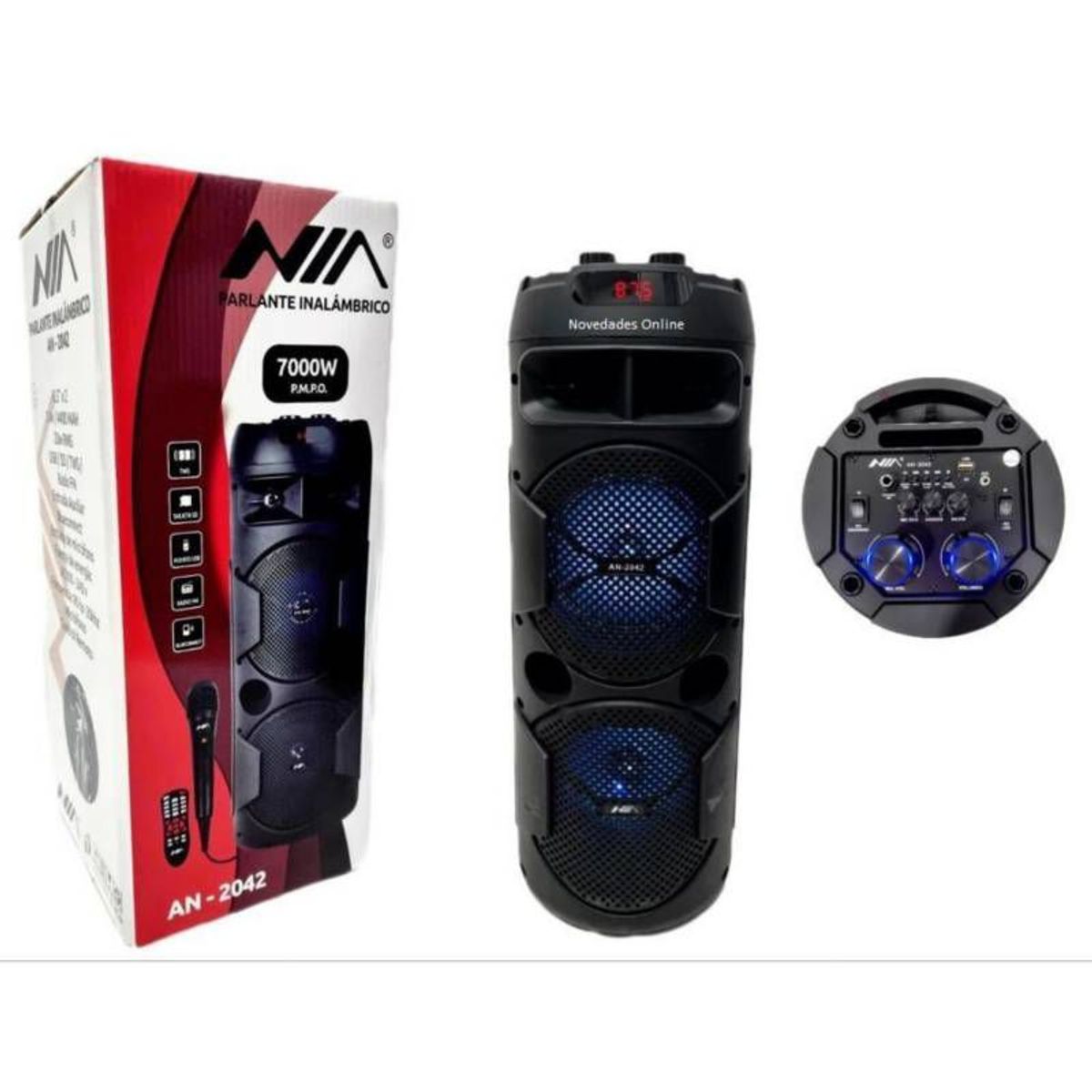 NIA - Cabina Torre De Sonido Bluetooth 7000w Recargable Tws Leds Promocion