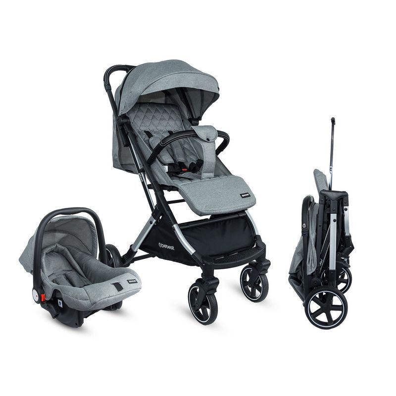BEBESIT - Coche Compacto Travel System 3 En 1 Pixel Prinsel Gris