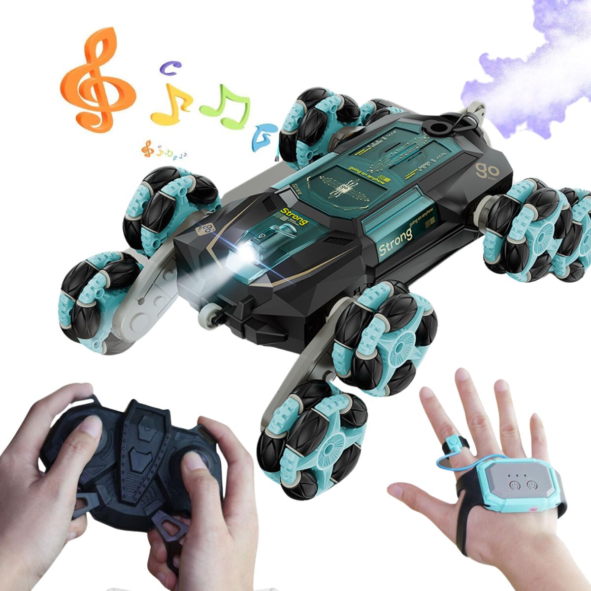 WEICON - Carro a control remoto acrobático 4x4 2 controles Humo Negro