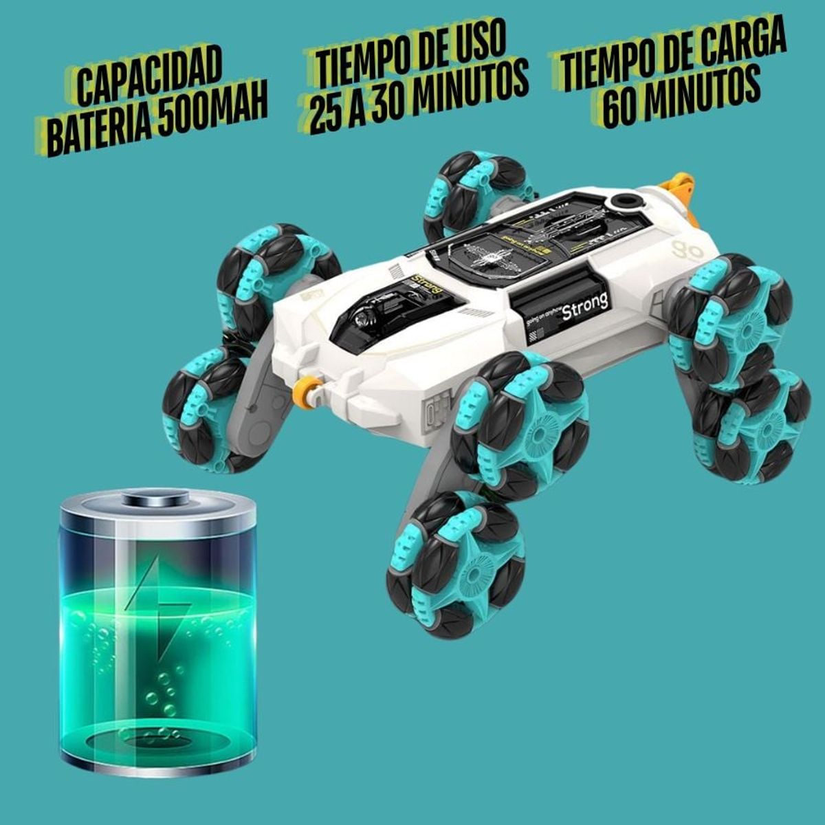 WEICON - Carro a control remoto acrobático 4x4 2 controles Humo Negro