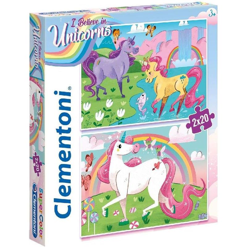 CLEMENTONI - Rompecabezas De 20 Piezas Unicornios Para Niños Pequeños