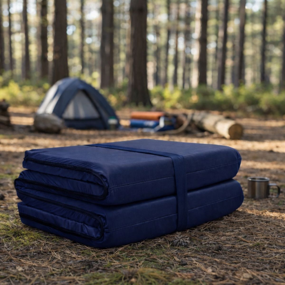 IKSA - Colchoneta Plegable Azul De Camping Grande 180x100x5