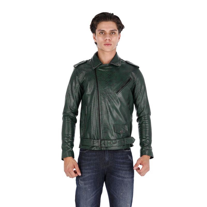 LA CHAQUETERIA - Chaqueta en Cuero Folia Verde Bison