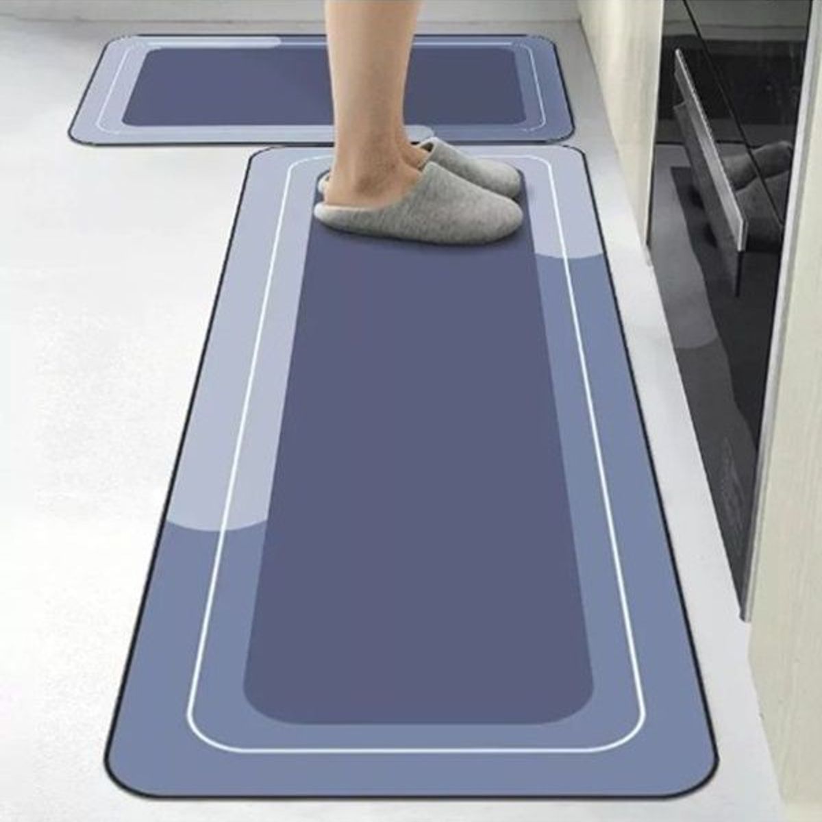 GENERICO - Combo Alfombras Dos Tapetes Antideslizante Absorbente Azul