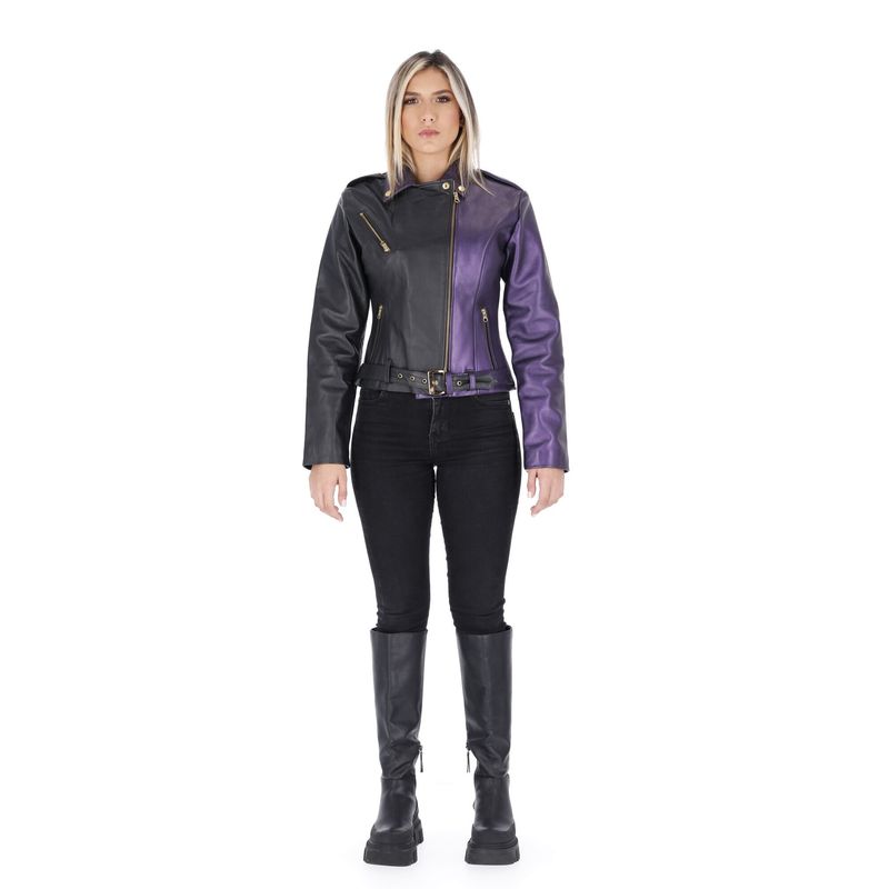LA CHAQUETERIA - Chaqueta en Cuero Folia Negro Morada W48