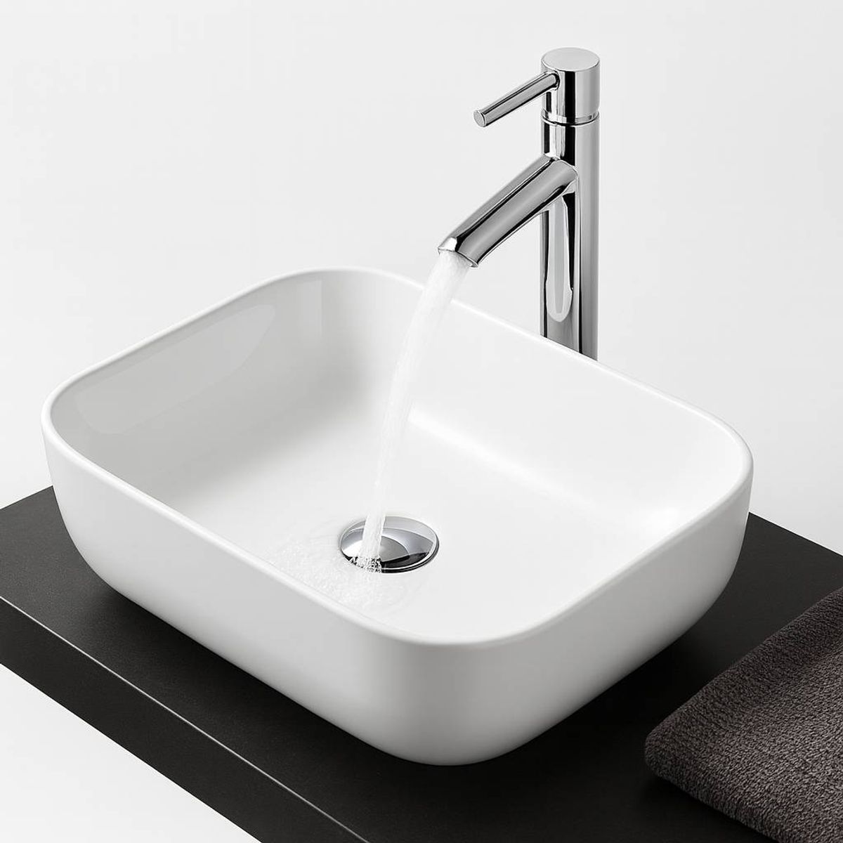 GENERICO - Lavamanos Blanco Vessel Coal 46 X 34 X 13,5 Cm( No incluye Griferia)