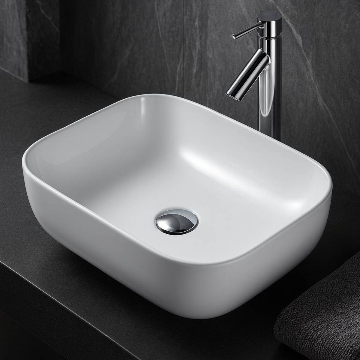 GENERICO - Lavamanos Blanco Vessel Coal 46 X 34 X 13,5 Cm( No incluye Griferia)