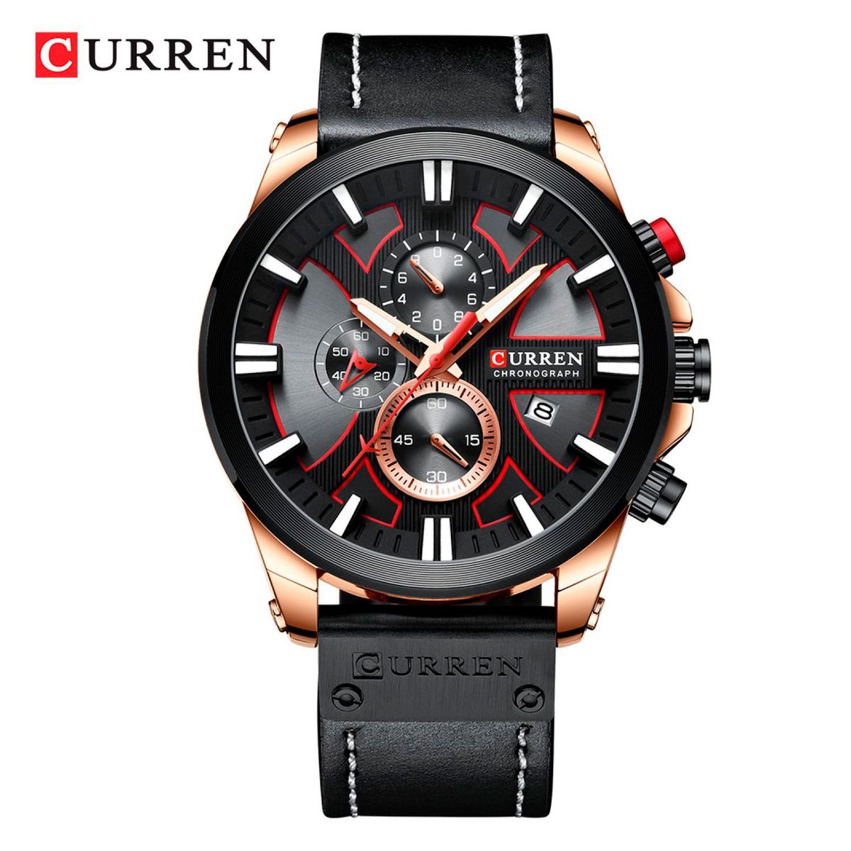 CURREN - Reloj Curren Hombre krec832001 . Reloj Cuero Negro