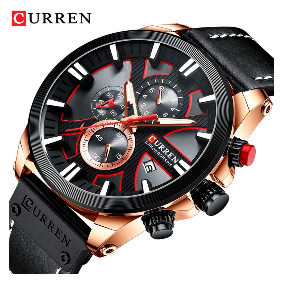 CURREN - Reloj Curren Hombre krec832001 . Reloj Cuero Negro