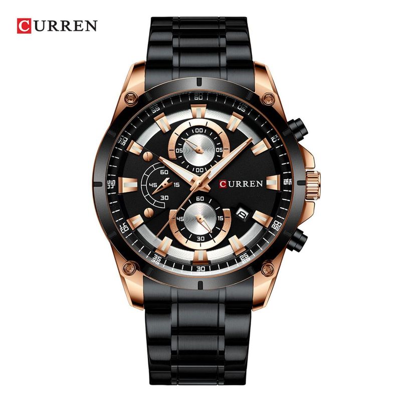 CURREN - Reloj Curren para Hombre KREC8001 . Reloj Análogo Acero inoxidable Negro