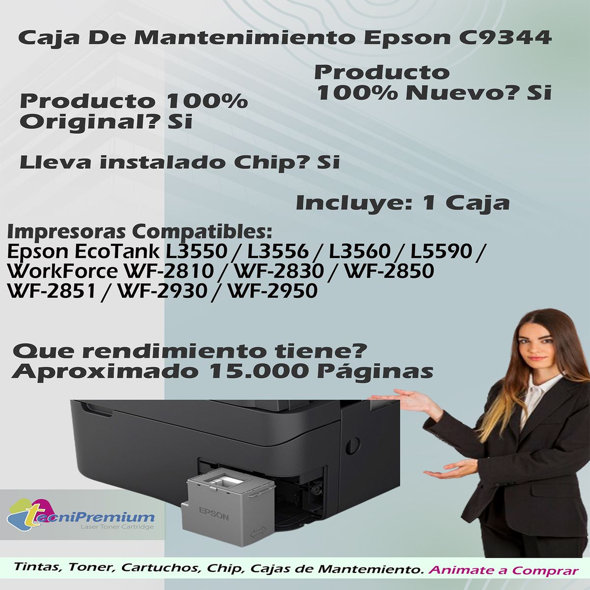 EPSON - Caja De Mantenimiento C9344 Para Epson L5590 EcoTank L3560