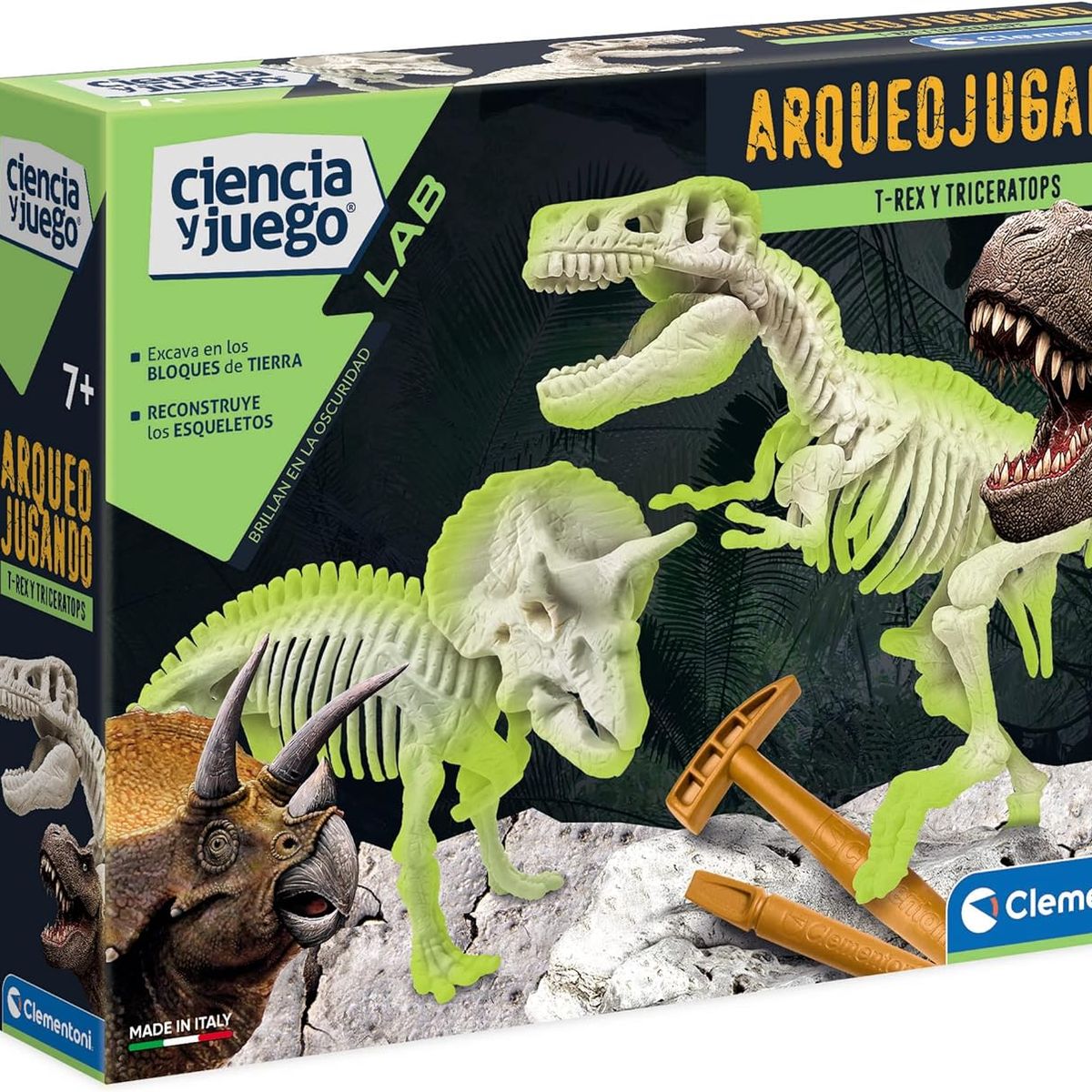 CLEMENTONI - Juego Excavar Fósil De Dinosaurio Triceratops Para Niños