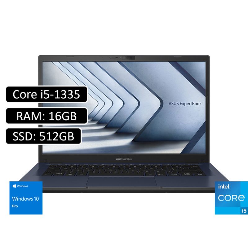 ASUS - Portatil Asus ExpertBook Intel Corei5 1335U 16GB 512GB SSD 14 W11 Pro Negro