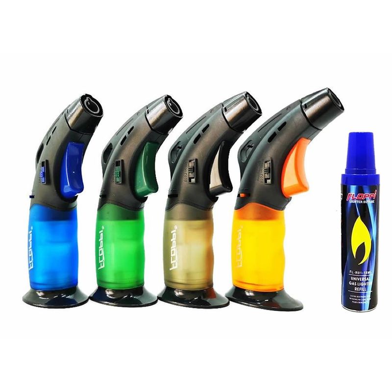 GENERICO - Encendedor Soplete Flameador Antorcha + 1 Recarga Gas Butano