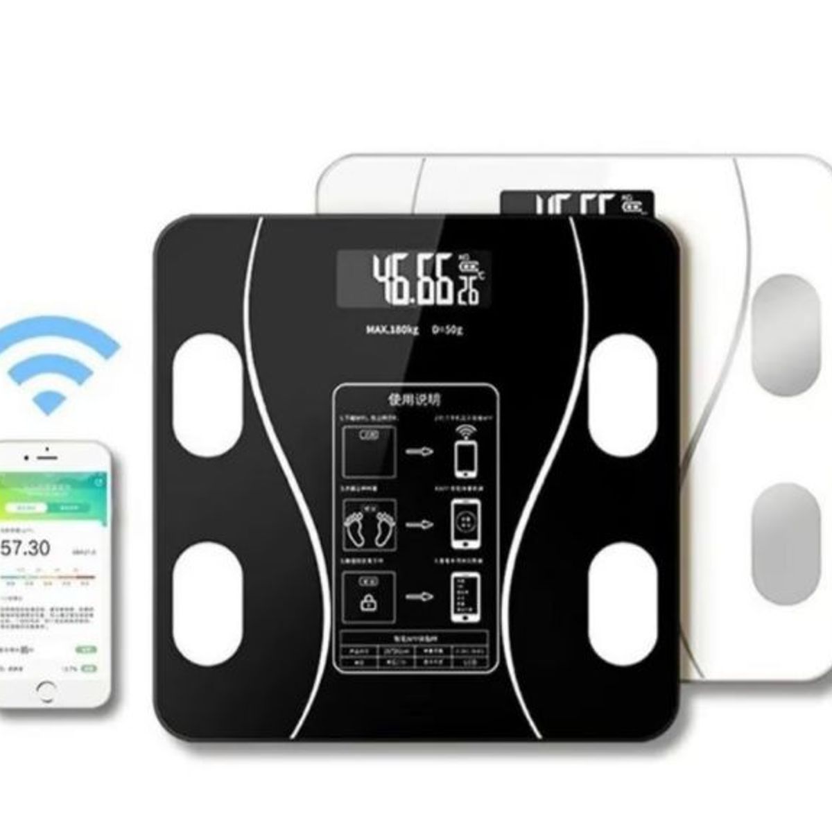 GENERICO - Bascula Inteligente Pesa Bluetooth Vidrio Templado Digital Mediciones