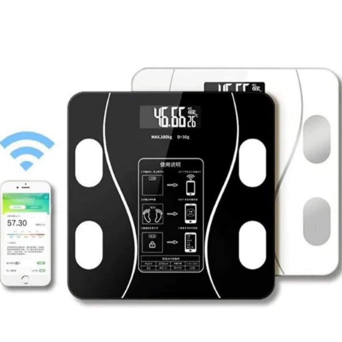 GENERICO - Bascula Inteligente Pesa Bluetooth Vidrio Templado Digital Mediciones