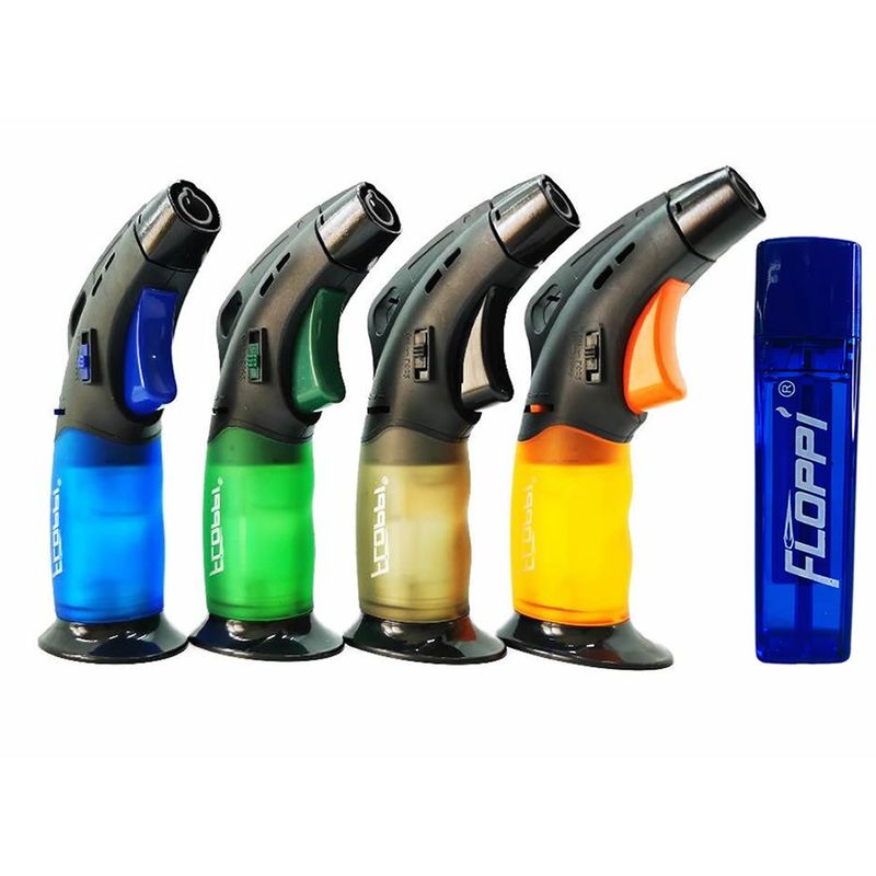 GENERICO - Encendedor Soplete Flameador Doble Llama + 1 Recarga Butano