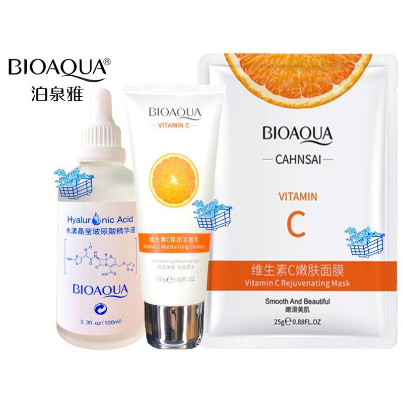 BIOAQUA - Kit X 3 Vitamina C Y Acido Hialuronico Bioaqua