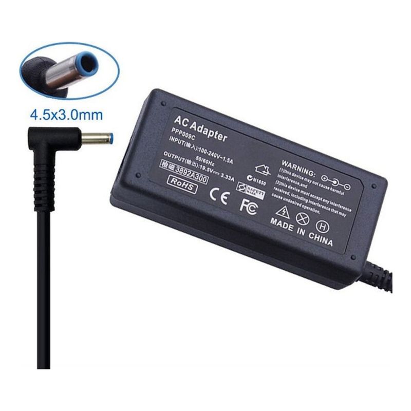 GENERICO - Cargador Para Hp Punta Azul 195v 33a 65w 45x30mm