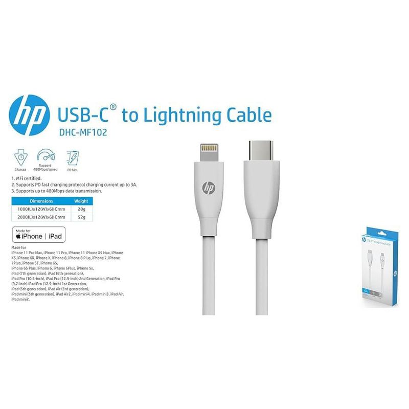 Cable Cargador IPhone USB-C Para Lightning MFI 3A 480Mbps
