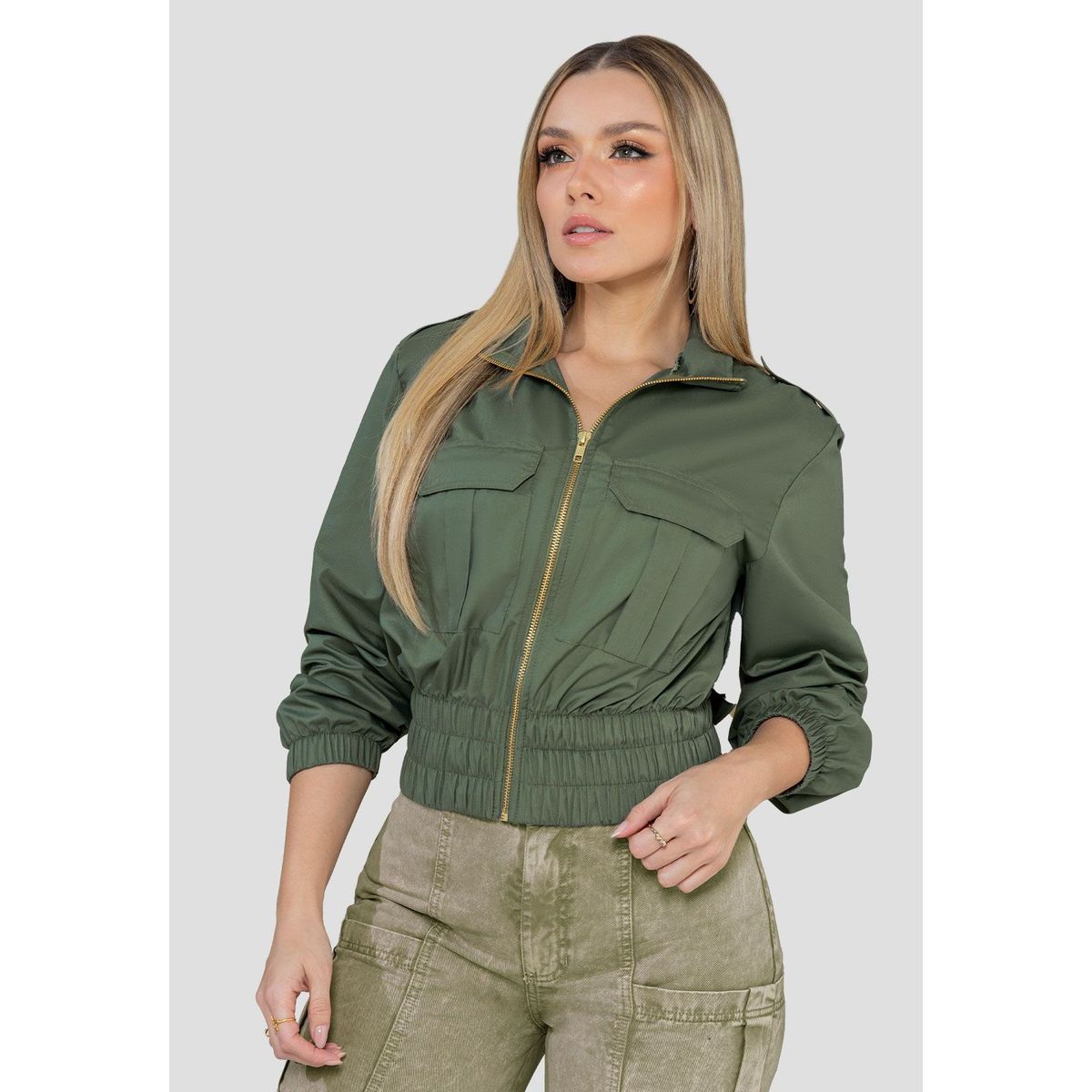 MARKETING PERSONAL - Chaqueta Mujer Verde Militar Mp 101024