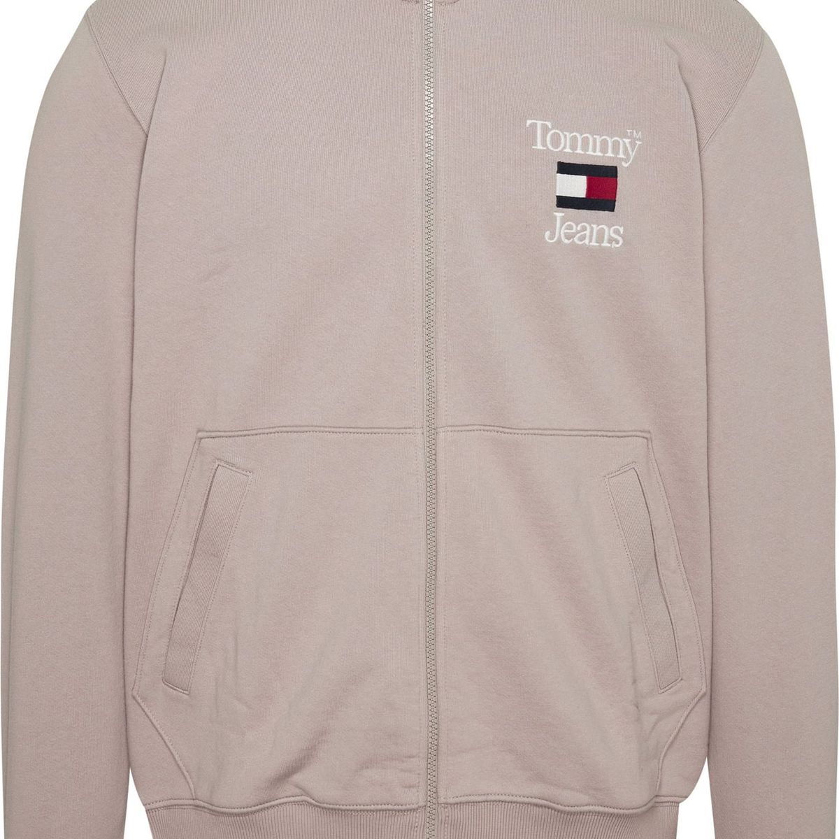 TOMMY HILFIGER - Buzo De Felpa Con Cremallera Hombre Beige Tommy Jeans