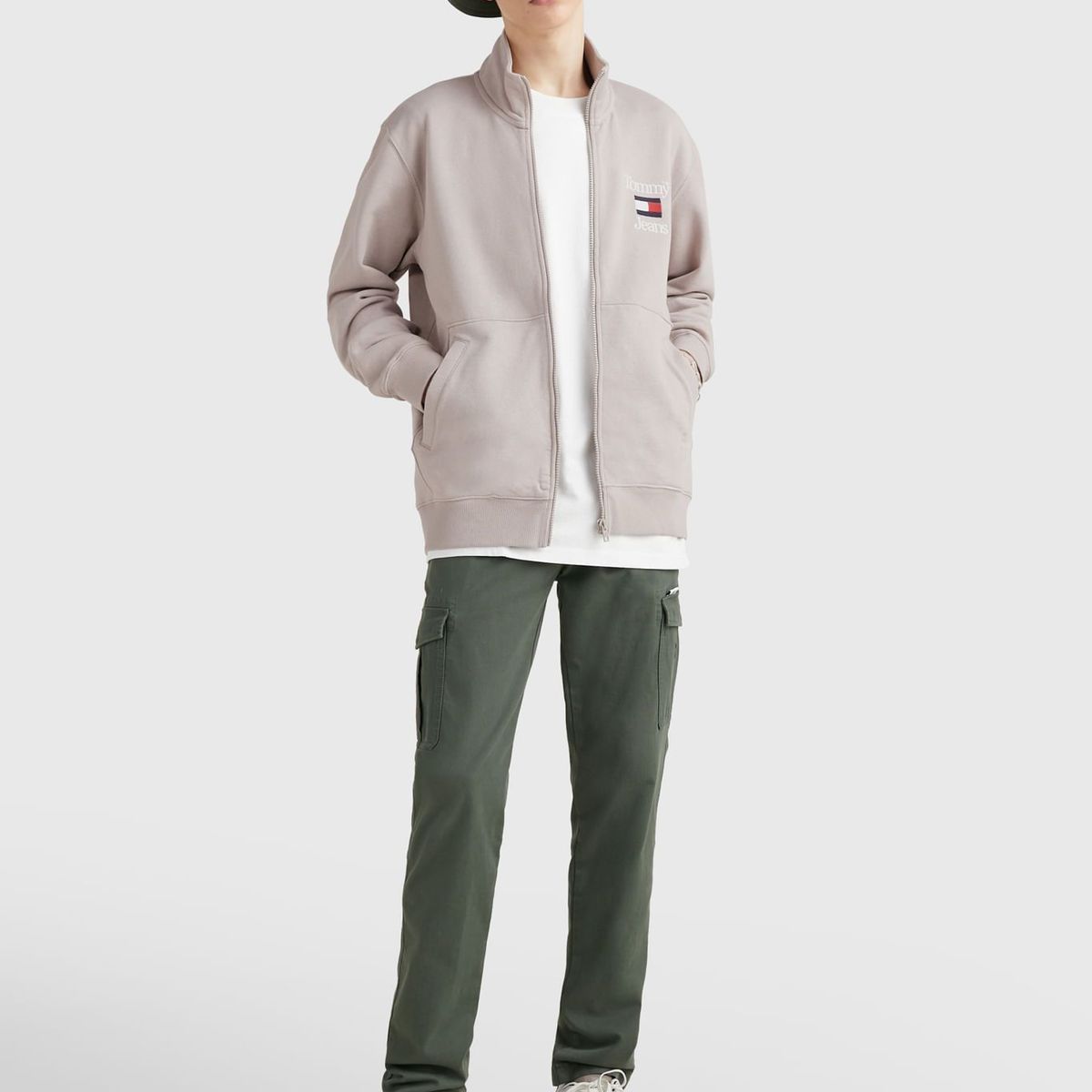 TOMMY HILFIGER - Buzo De Felpa Con Cremallera Hombre Beige Tommy Jeans